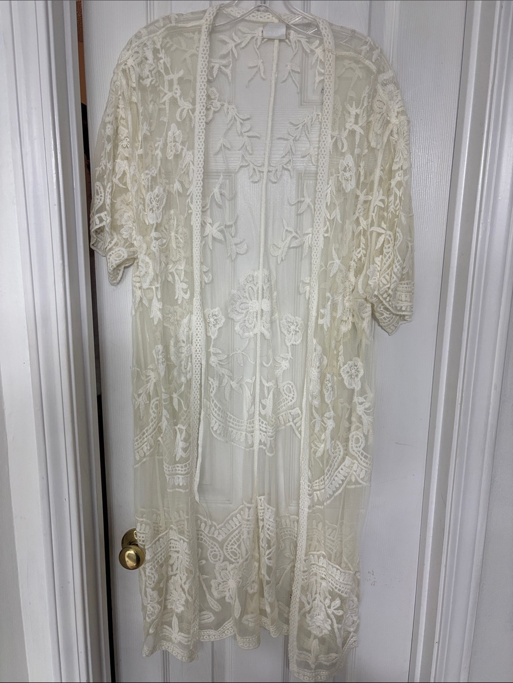 Shiraleah Ivory Floral Lace Sheer Duster